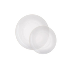 Clear gold round plastic plates elegant dinnerware for celebrations from Parte Haus party supply store in Bethesda MD