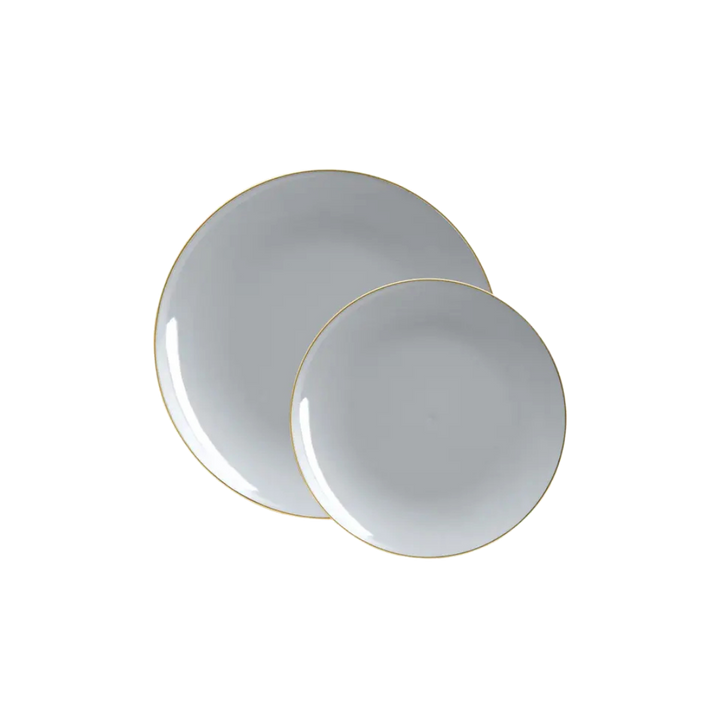 Gray Gold Rimmed Plastic Plates -