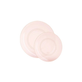 Rose gold semi transparent plastic dinner plates for celebrations from Parte Haus party supply store in Bethesda MD