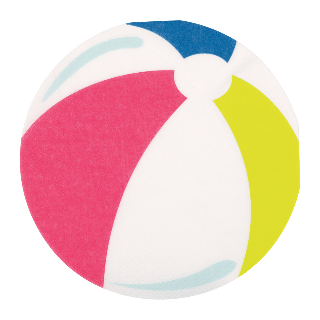 Pink yellow blue beach ball napkin pool party theme from Parte Haus party supply store in Bethesda MD