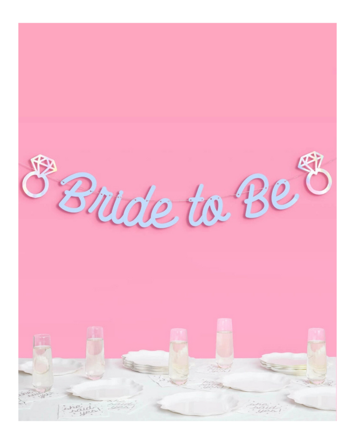Blue "Bride To Be" Bachelorette Foil Banner