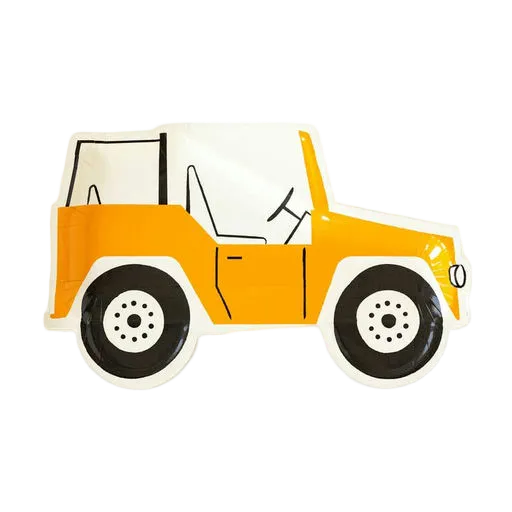 Yellow Safari Jeep Shaped Large Dinner Plates