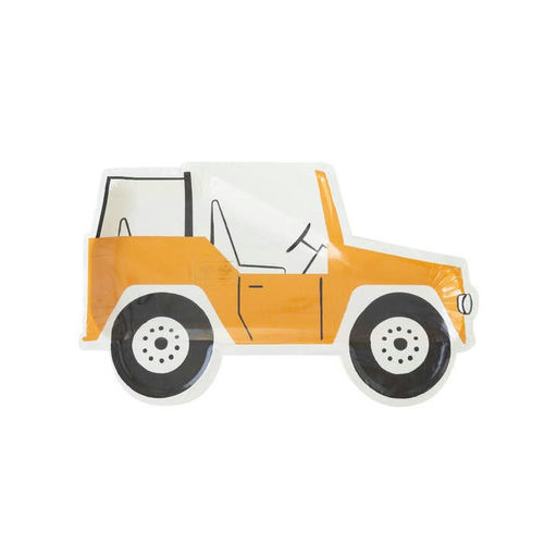 Yellow Safari Jeep Shaped Large Dinner Plates