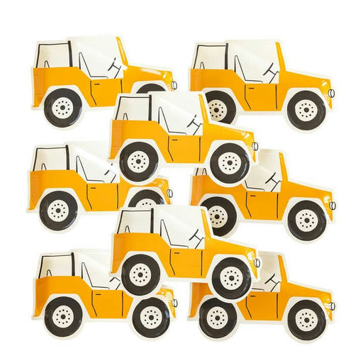 Yellow Safari Jeep Shaped Large Dinner Plates