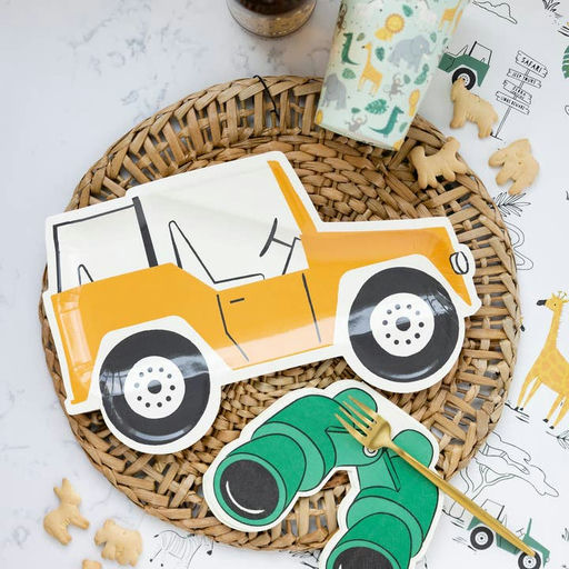 Yellow Safari Jeep Shaped Large Dinner Plates