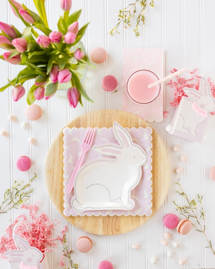 Pink Bunny Pattern Dinner Napkins