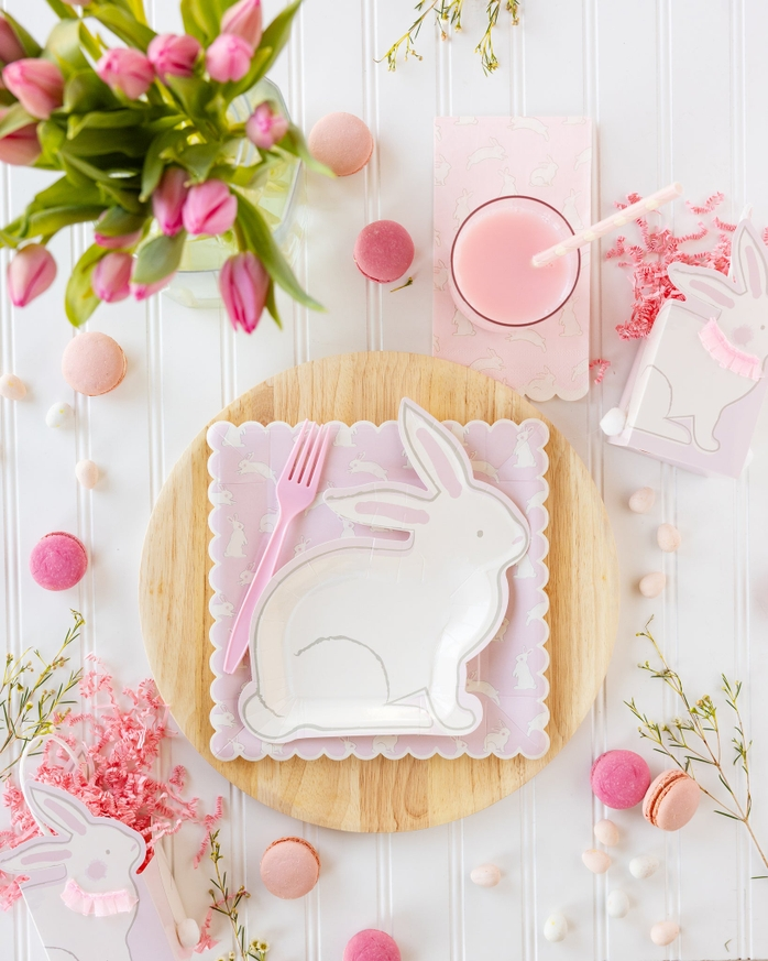 Light Pink Bunny Shaped Paper Dinner Plate