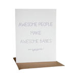 White new baby congrats card with handwritten text from Parte Haus party supply store in Bethesda Maryland
