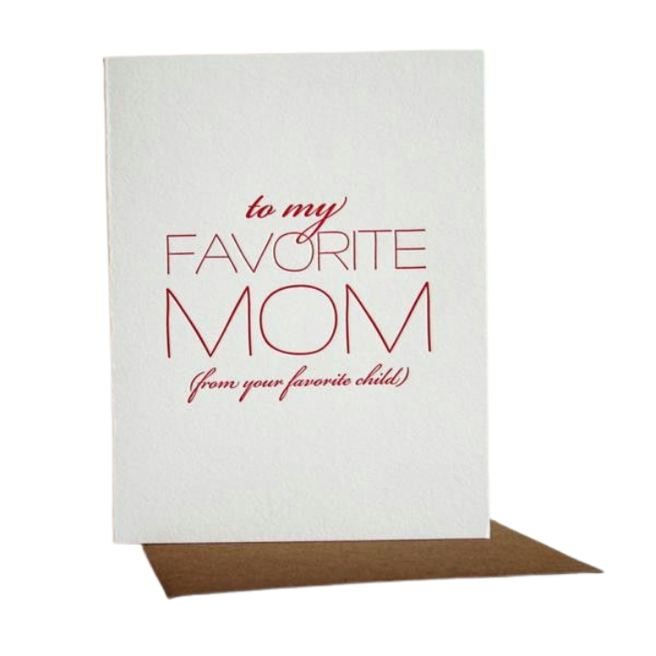 White and brown Mother's Day greeting card with red text from Parte Haus party supply store in Bethesda MD