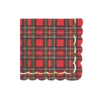 red and gold tartan scalloped napkin Christmas theme from Parte Haus party supply store in Bethesda Maryland