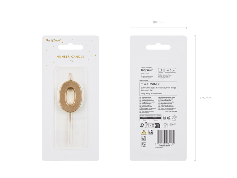 Gold 0-9 Number Candles