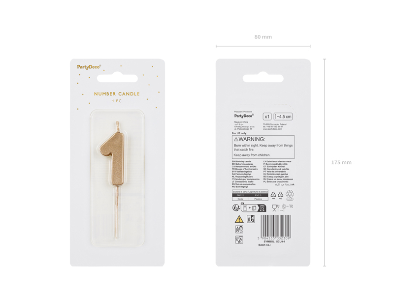 Gold 0-9 Number Candles