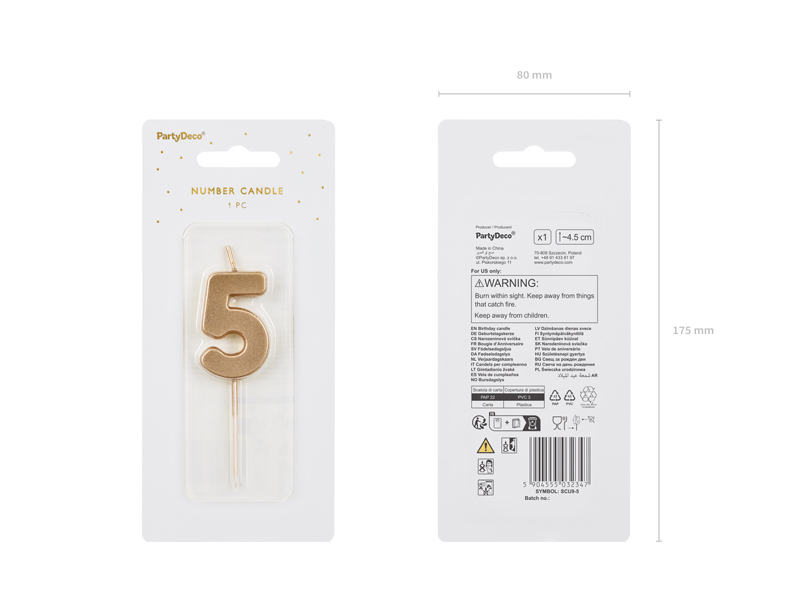 Gold 0-9 Number Candles