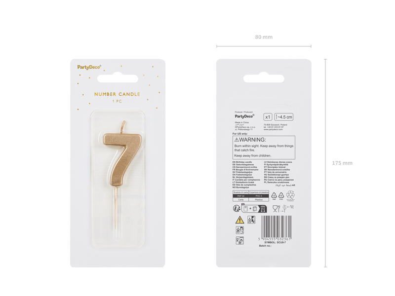 Gold 0-9 Number Candles