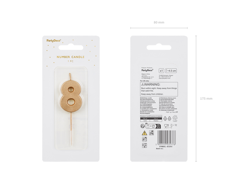 Gold 0-9 Number Candles
