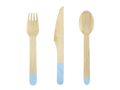 Light Blue Wooden Cutlery Set - 18 pcs