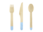 Light Blue Wooden Cutlery Set - 18 pcs