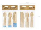 Light Blue Wooden Cutlery Set - 18 pcs