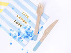 Light Blue Wooden Cutlery Set - 18 pcs