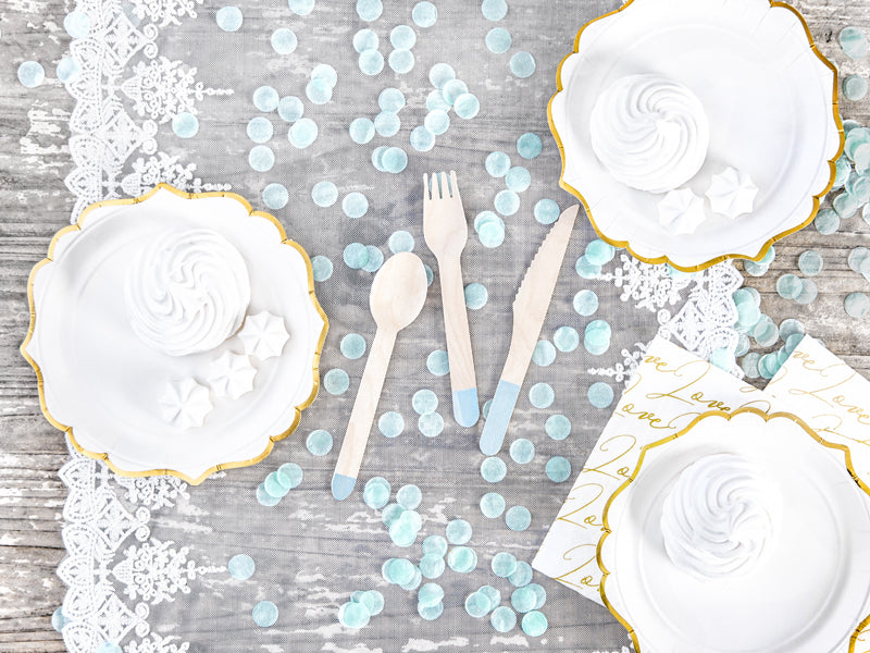 Light Blue Wooden Cutlery Set - 18 pcs