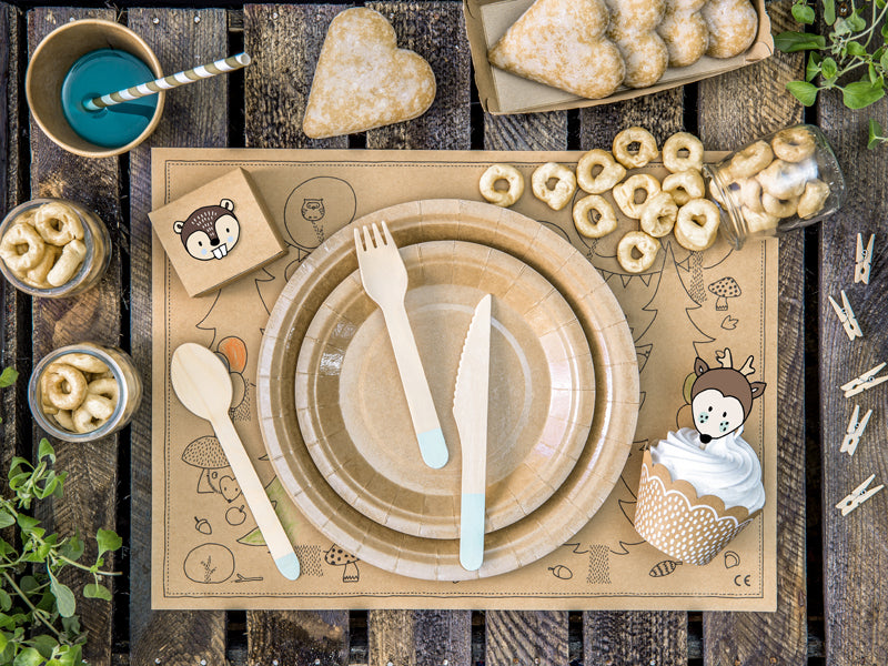 Light Blue Wooden Cutlery Set - 18 pcs
