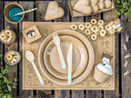 Light Blue Wooden Cutlery Set - 18 pcs