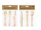 Pink Hearts Wooden Cutlery Set - 18pcs