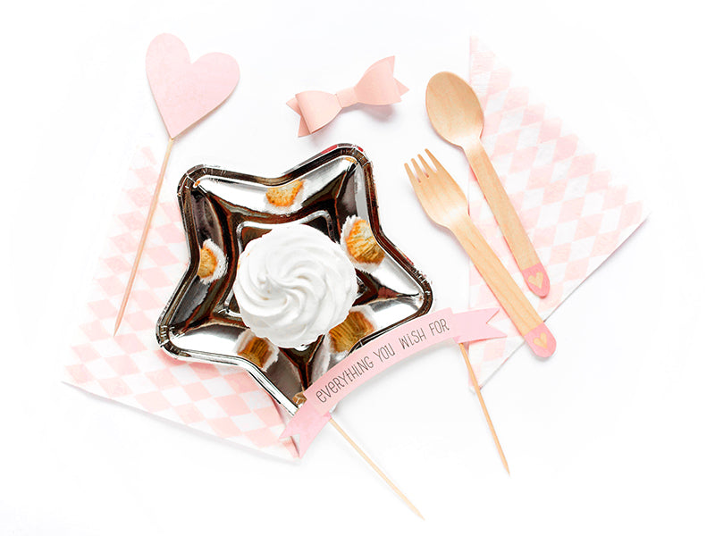 Pink Hearts Wooden Cutlery Set - 18pcs