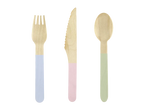 Pastel Wooden Cutlery Set - 18 pcs