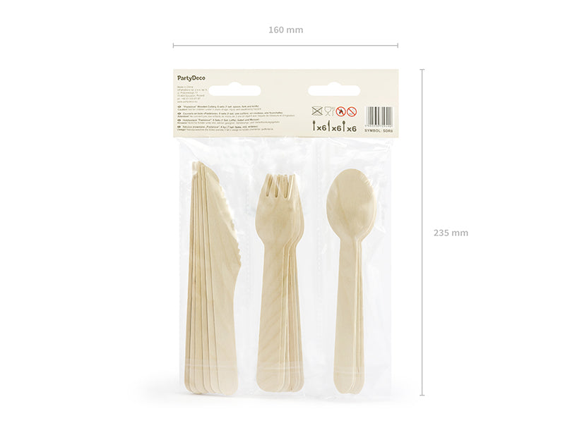 Pastel Wooden Cutlery Set - 18 pcs