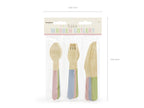 Pastel Wooden Cutlery Set - 18 pcs
