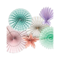 Pastel under the sea fan set with shell floral and round paper fans sea theme from Parte Haus party supply store in Bethesda MD