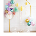 Pastel and gold mermaid balloon arch with shell accents for under the sea birthday from Parte Haus party supply store in Bethesda MD