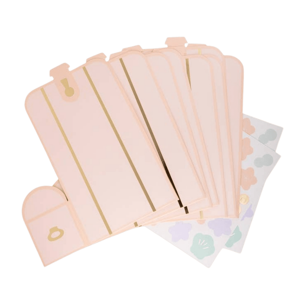 Blush pink favor box with gold lines baby shower theme from Parte Haus party supply store in Bethesda MD
