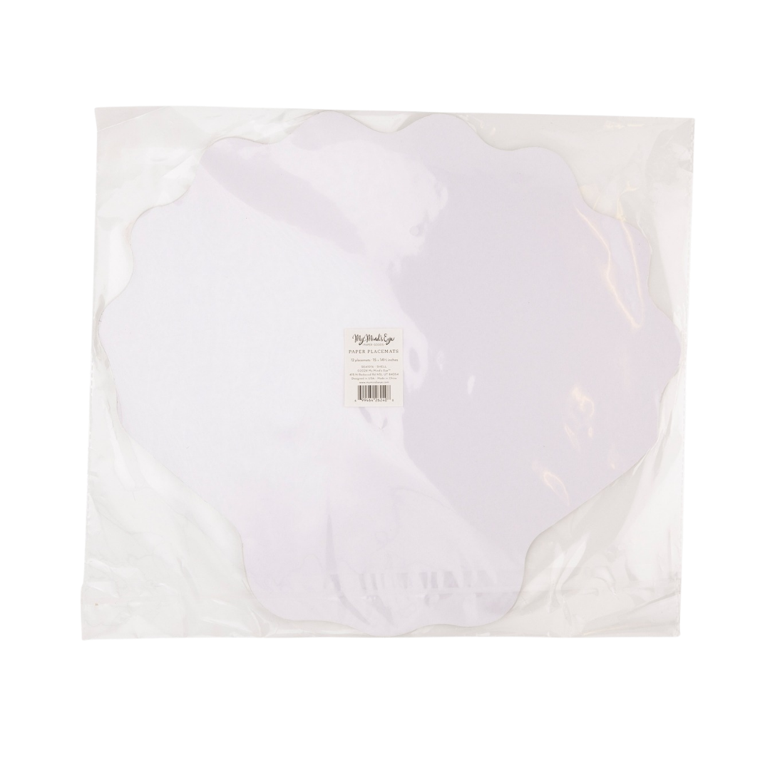 White and Gold Seashell Paper Placemat