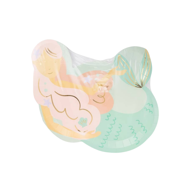 Pink and Green Mermaid Shaped Dinner Plates