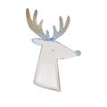 Silver reindeer shaped plate with sparkling antlers Christmas theme from Parte Haus party supply store in Bethesda MD
