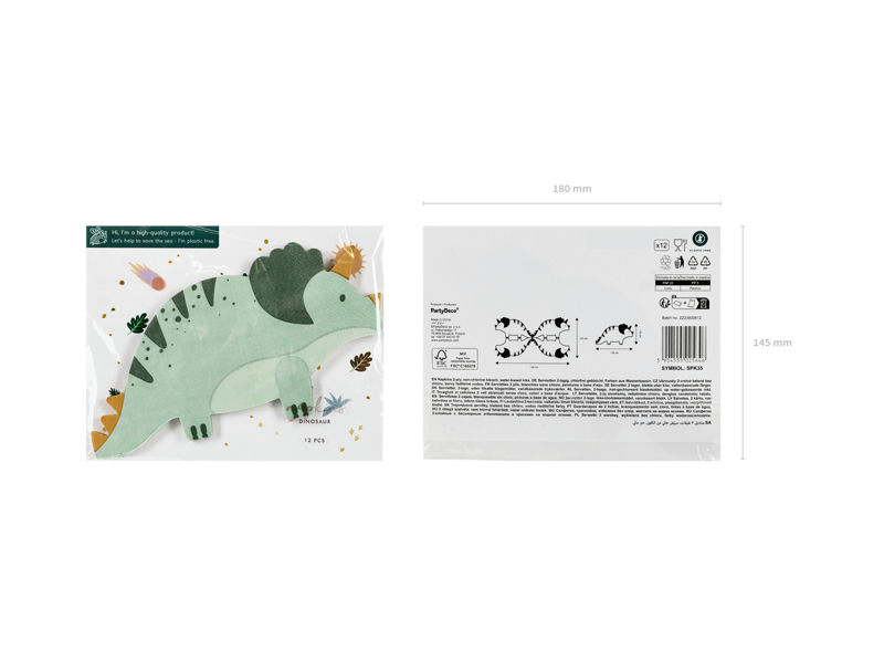 Green Triceratops Dinosaur Dinner Napkins