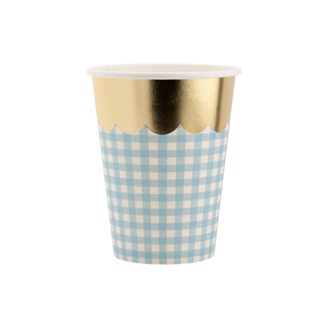 Pastel with Gold Scalloped Gingham Paper Cups