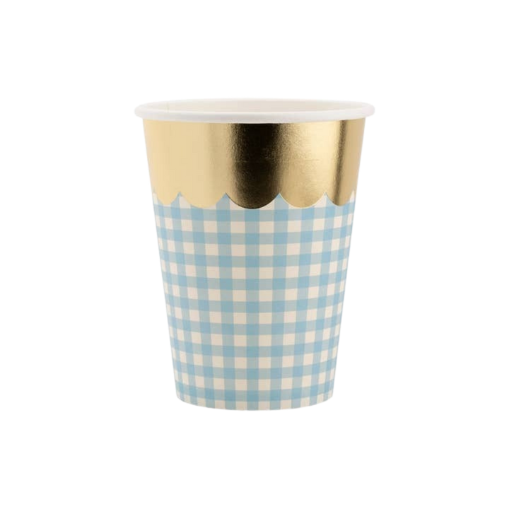Pastel with Gold Scalloped Gingham Paper Cups