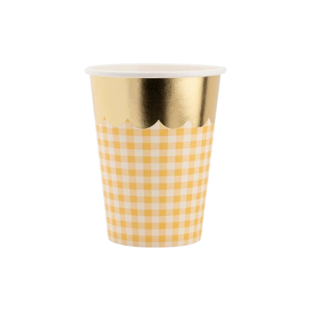 Pastel with Gold Scalloped Gingham Paper Cups