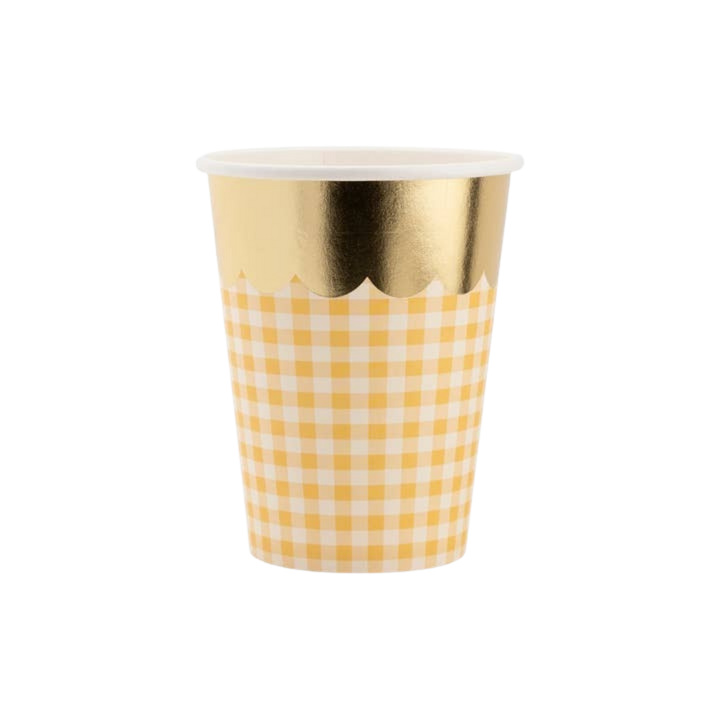 Pastel with Gold Scalloped Gingham Paper Cups
