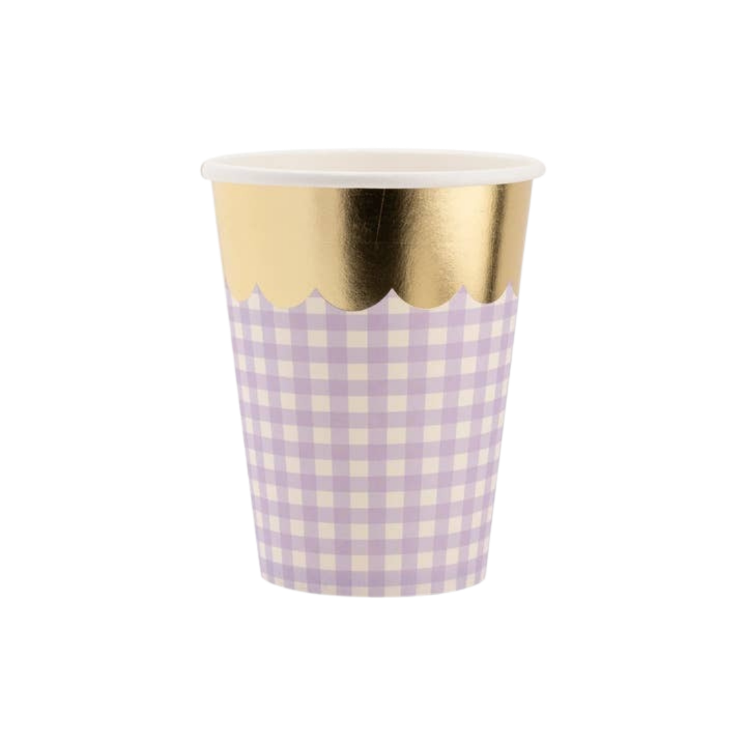 Pastel with Gold Scalloped Gingham Paper Cups