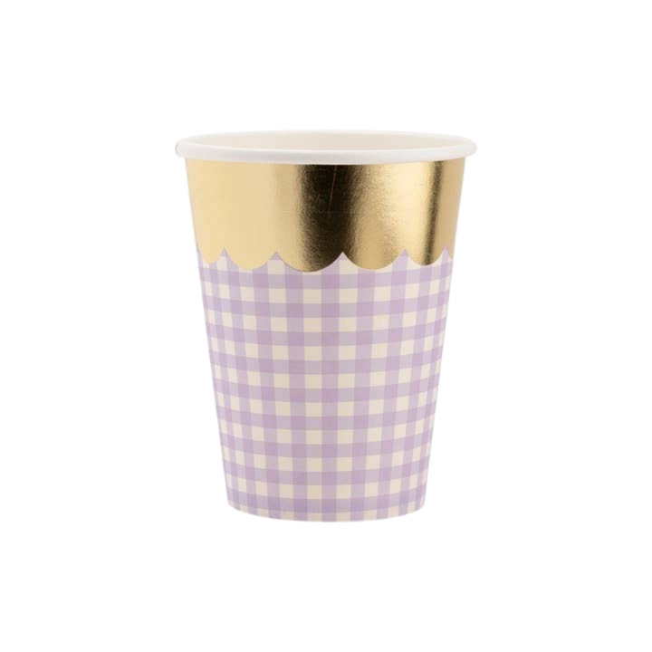 Pastel with Gold Scalloped Gingham Paper Cups