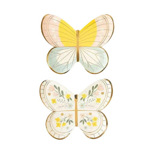 Pastel Floral Butterfly Shaped Large Dinner Plates