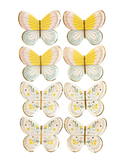 Pastel Floral Butterfly Shaped Large Dinner Plates