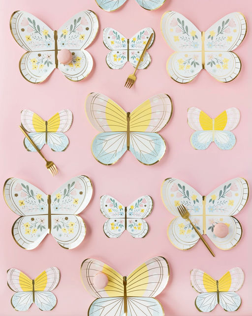 Pastel Floral Butterfly Shaped Large Dinner Plates