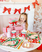 Red Christmas Striped Bow Banner