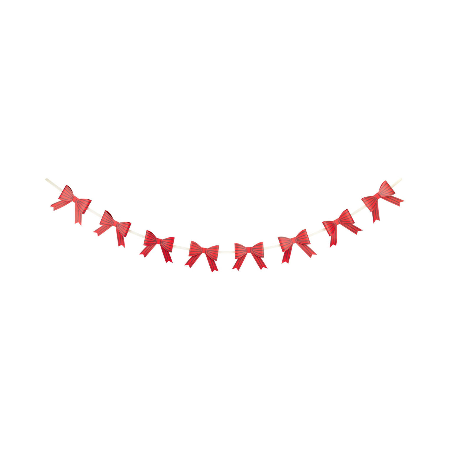 Red Christmas Striped Bow Banner