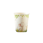 White safari baby paper cup with elephant and jungle leaves baby shower theme from Parte Haus party supply store in Bethesda MD